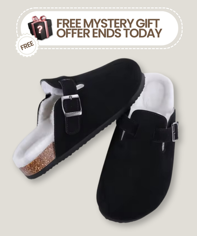 Fur-lined Suede Clogs by Qomfort