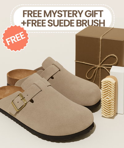 Genuine Suede Clogs by Qomfort.