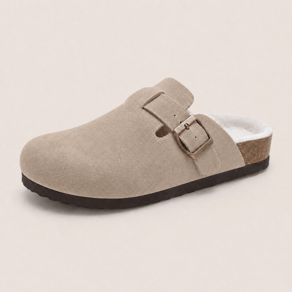 Fur-lined Suede Clogs by Qomfort