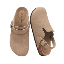 Genuine Suede Backstrap Clogs by Qomfort